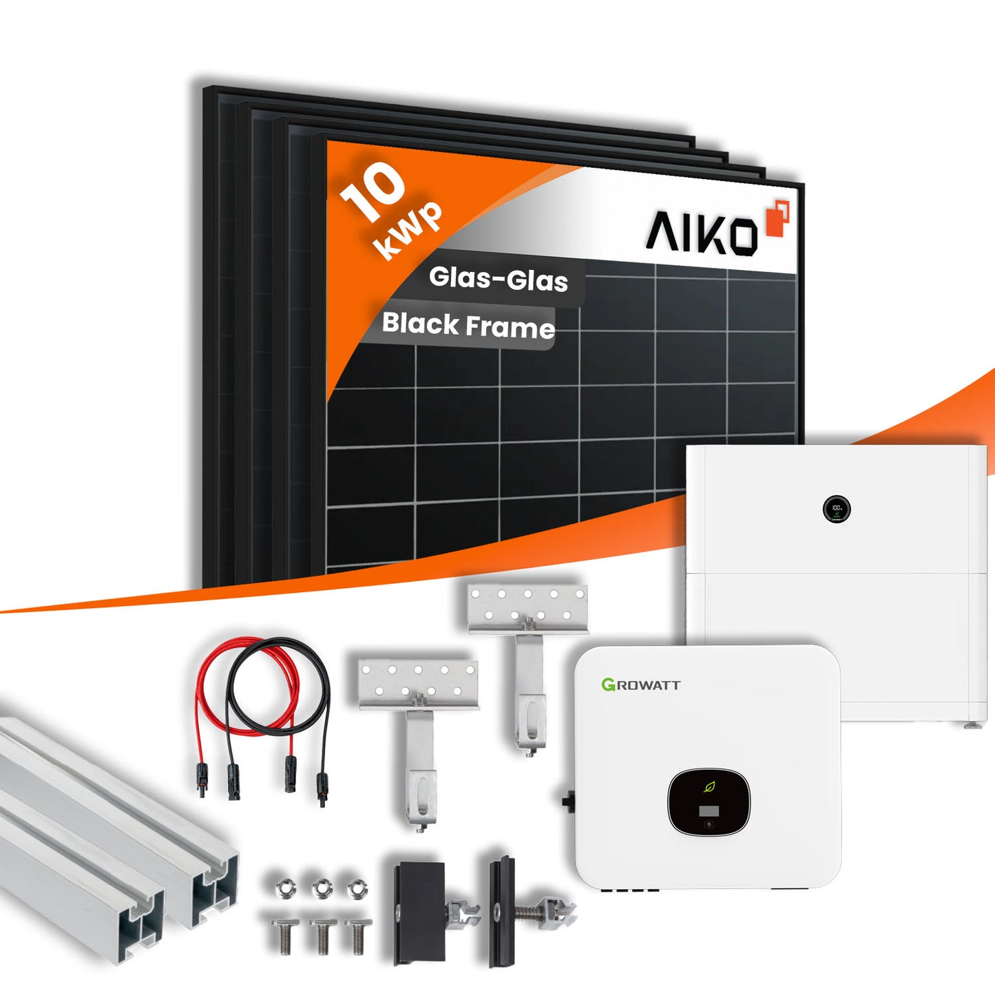 PV Komplettset 10 kWp - 22x Aiko 470Wp & Growatt MOD 10KTL mit Speicheroption