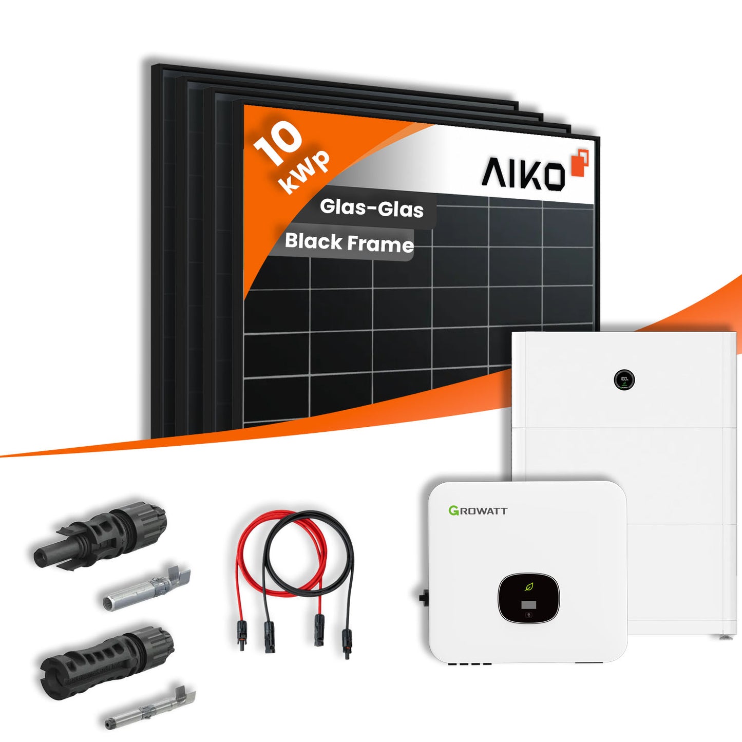 PV Komplettset 10 kWp - 22x Aiko 470Wp & Growatt MOD 10KTL mit Speicheroption