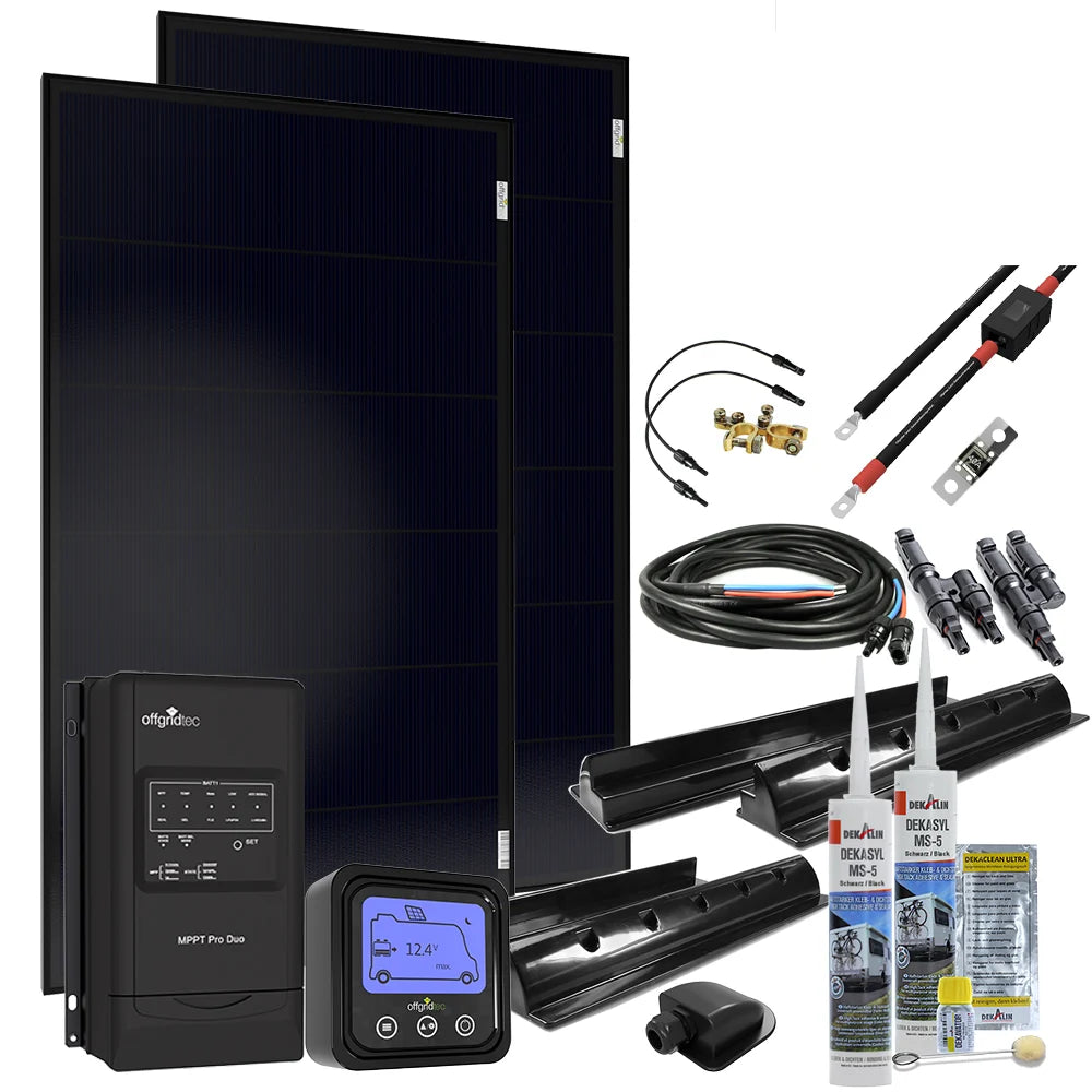 MobileBlack M 200W Wohnmobil Solaranlage 30A MPPT DUO Laderegler OLP PERC Solarmodul