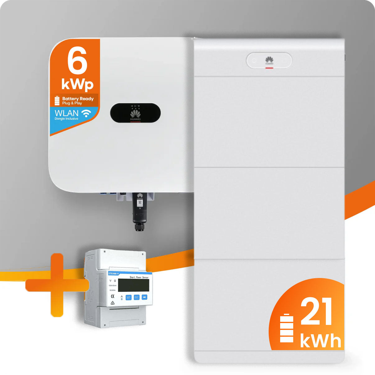 Huawei PV-Paket mit 6kW Hybrid-Wechselrichter und 21kW Speicher inklusive Smart Meter