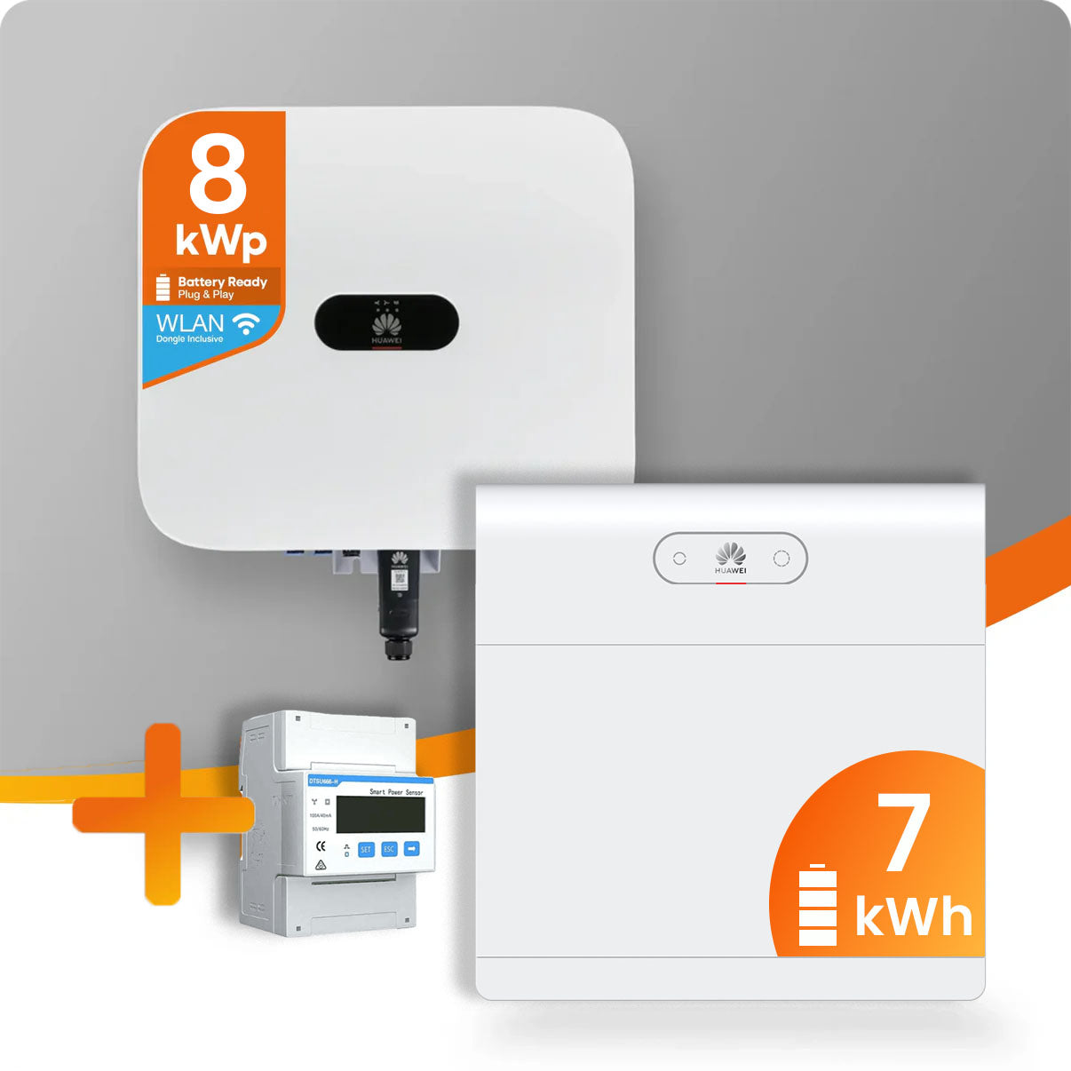 Huawei PV-Paket mit 8kW Hybrid-Wechselrichter und 7kW Speicher inklusive Smart Meter