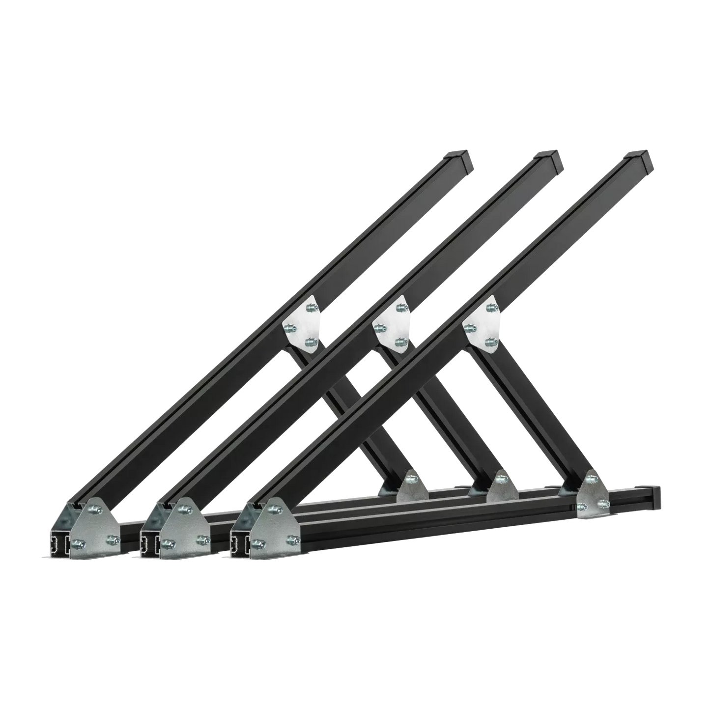 SCHWARZES Flachdach- und Wand Montageset für 2 Module senkrechte Montage Photovoltaik Balkonkraftwerk Aufständerungsdreiecke - 30mm Modulrahmenhöhe