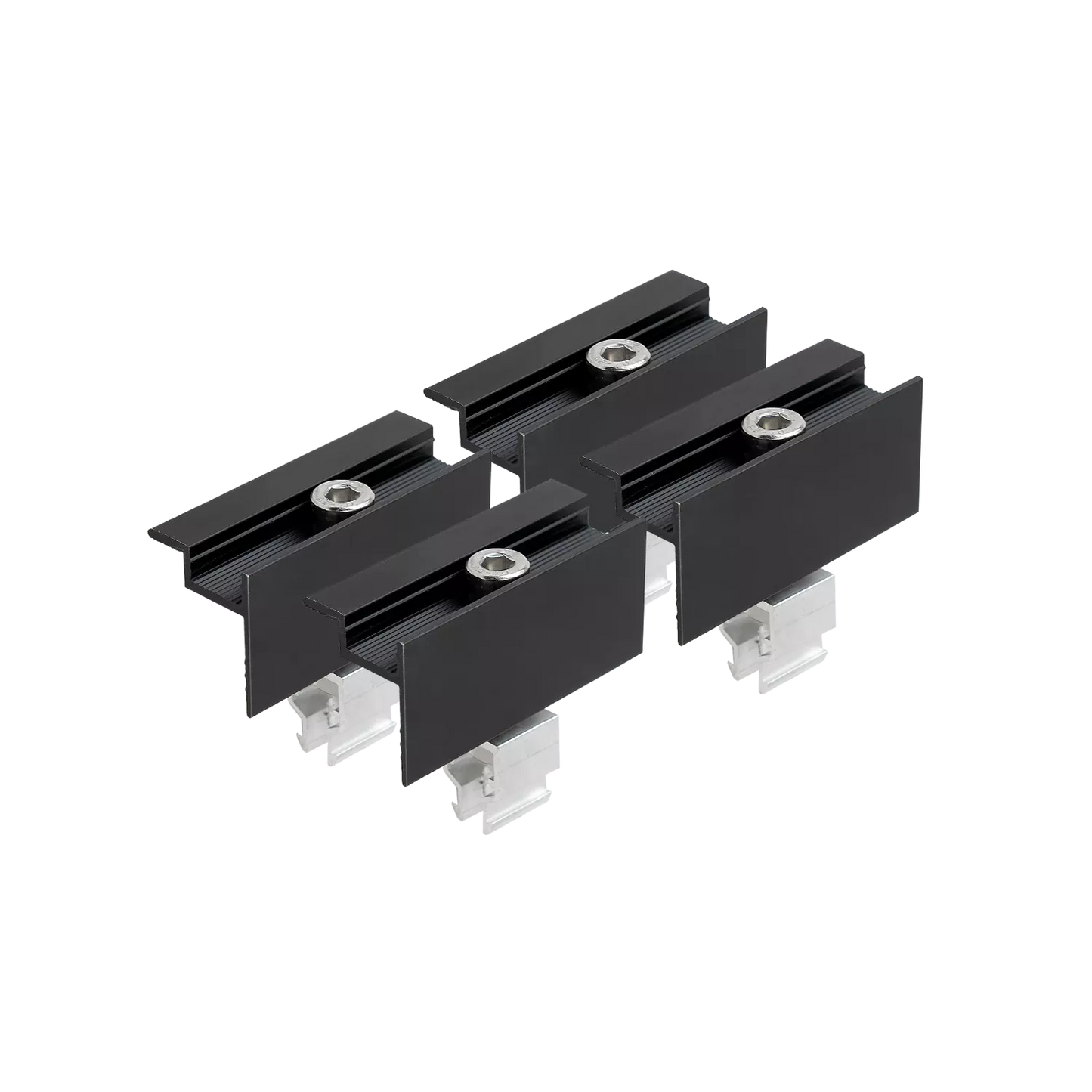 SCHWARZES Flachdach- und Wand Montageset für 2 Module senkrechte Montage Photovoltaik Balkonkraftwerk Aufständerungsdreiecke - 30mm Modulrahmenhöhe