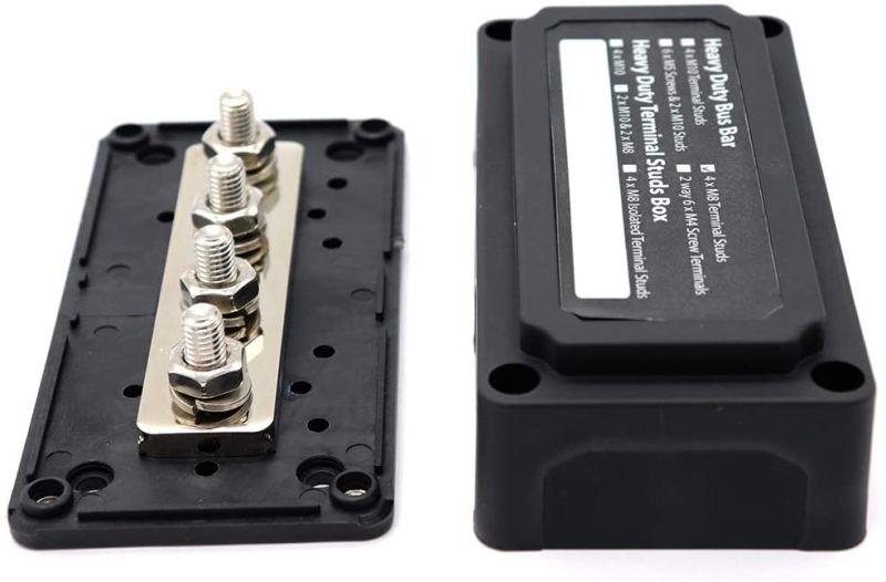 BusBar Box 4 x M8 Anschlussbolzen inkl. Abdeckung und Befestigungsschrauben schwarz