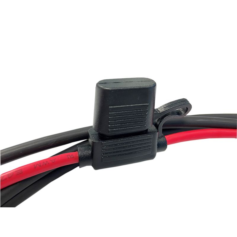 Offgridtec 1.5m 4mm² Batteriekabel mit Flachsicherungshalter,20A Sicherung und Polklemmen