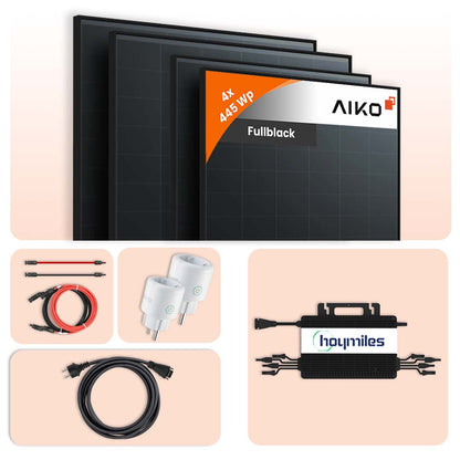 1780Wp Balkonkraftwerk 4x Aiko 445Wp ABC N-Type Fullblack 2x Shelly Smart Plug weiß