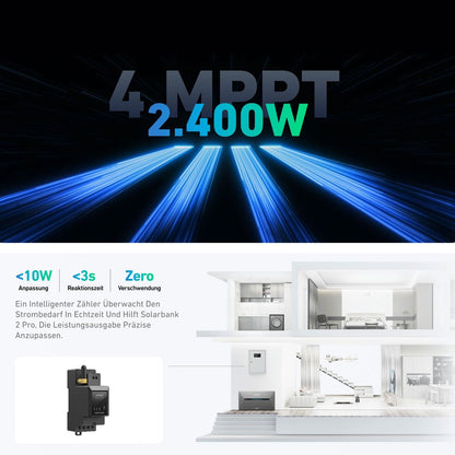 1800W Balkonkraftwerk Anker mit 1,6kWh Speicher (4 x 450w Module + 1,6kWh Anker SOLIX Solarbank 2 Pro)