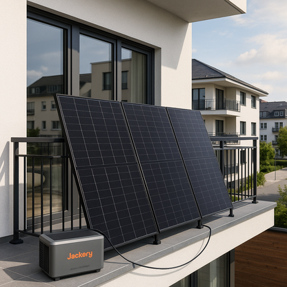 900W Balkonkraftwerk Jackery mit 2kWh Speicher (2 x 450w Module + 2kWh Jackery Homepower 2000 Speicher)