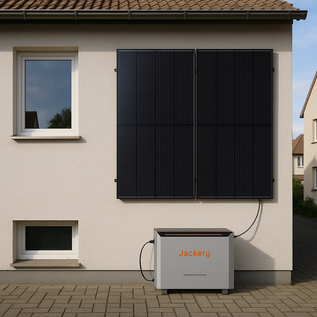 1800W Balkonkraftwerk Jackery mit 2kWh Speicher (4 x 450w Module + 2kWh Jackery Homepower 2000 Speicher)