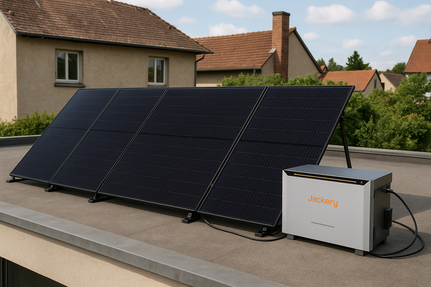 900W Balkonkraftwerk Jackery mit 2kWh Speicher (2 x 450w Module + 2kWh Jackery Homepower 2000 Speicher)
