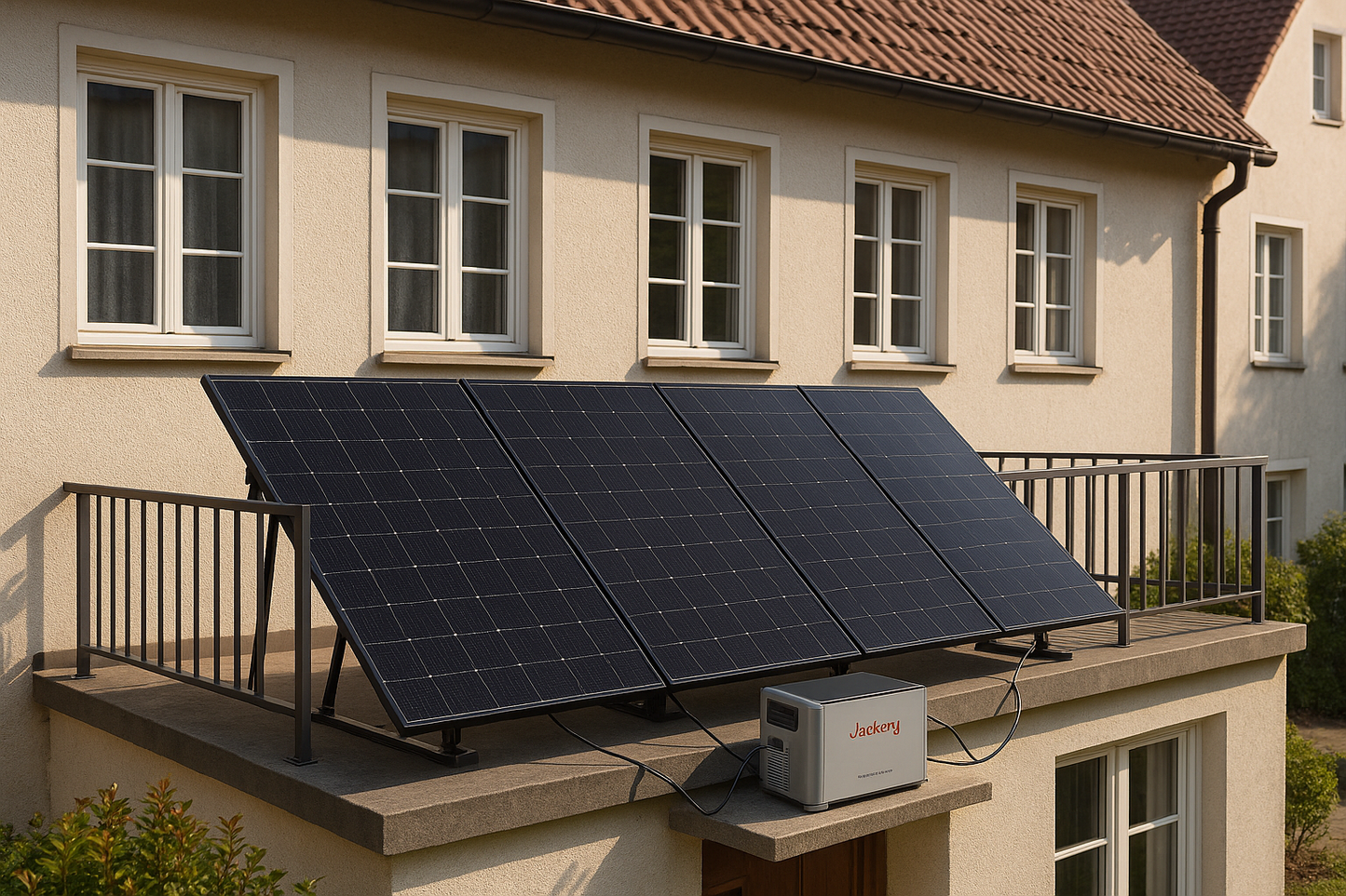 1800W Balkonkraftwerk Jackery mit 2kWh Speicher (4 x 450w Module + 2kWh Jackery Homepower 2000 Speicher)