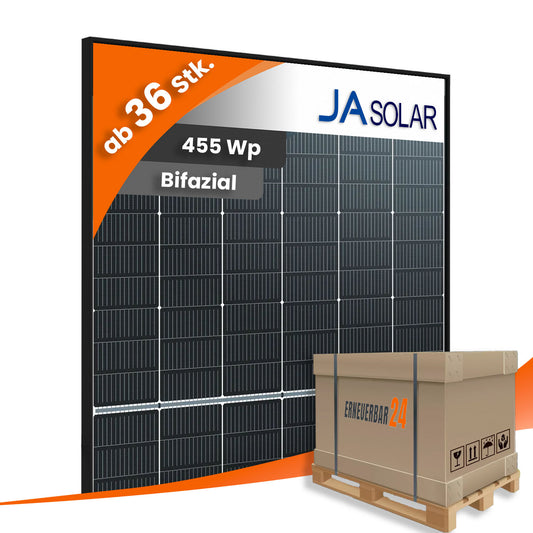 JA Solar JAM54D40-LB/ 455Wp Bifazial Glas-Glas Black Frame (Palette)