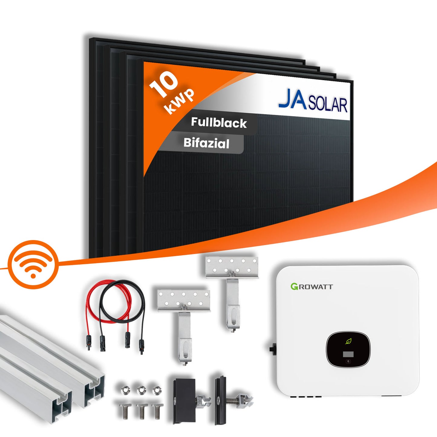 10 kWp Growatt PV-Anlage 22x JA Solar 445Wp Bifazial Glas-Glas Fullblack
