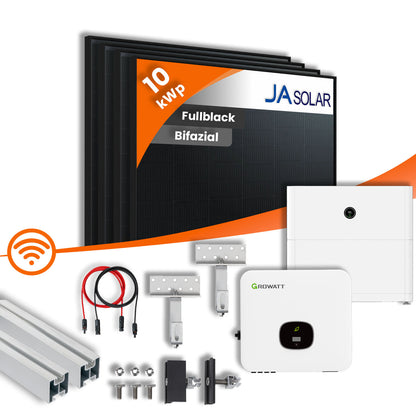 10 kWp Growatt PV-Anlage 22x JA Solar 445Wp Bifazial Fullblack 5kW Speicher