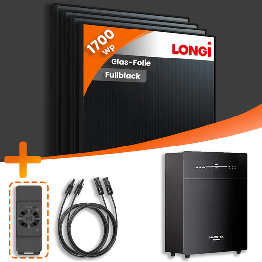 Balkonkraftwerk 1700Wp 4x Longi Fullblack 425Wp mit Marstek Venus-C 2,5kWh Speicher