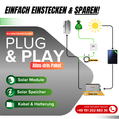 1740W Balkonkraftwerk Jackery mit 2kWh Speicher (4 x 435w Module + 2kWh Jackery Homepower 2000 Speicher)