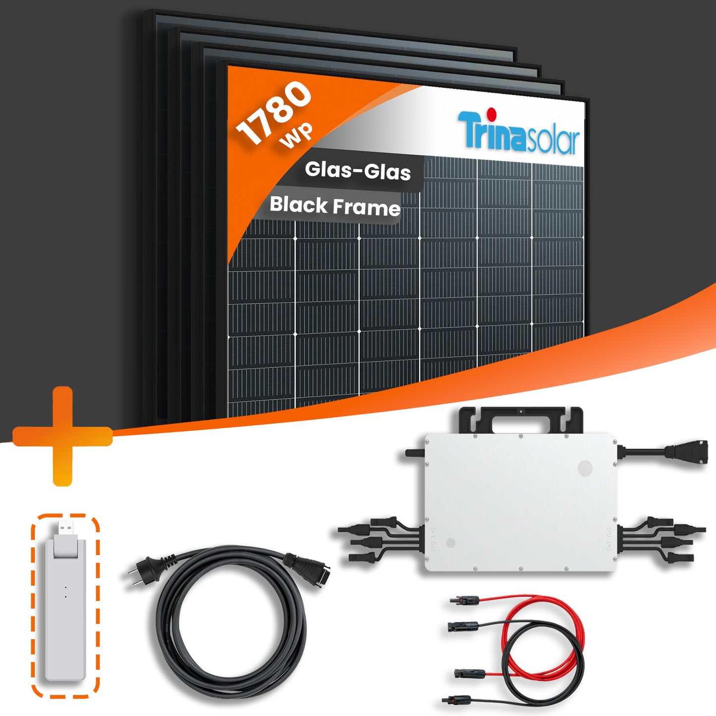 Balkonkraftwerk 1780Wp 4x Trina Vertex S+ 445Wp Hoymiles HMS-1600W-4T