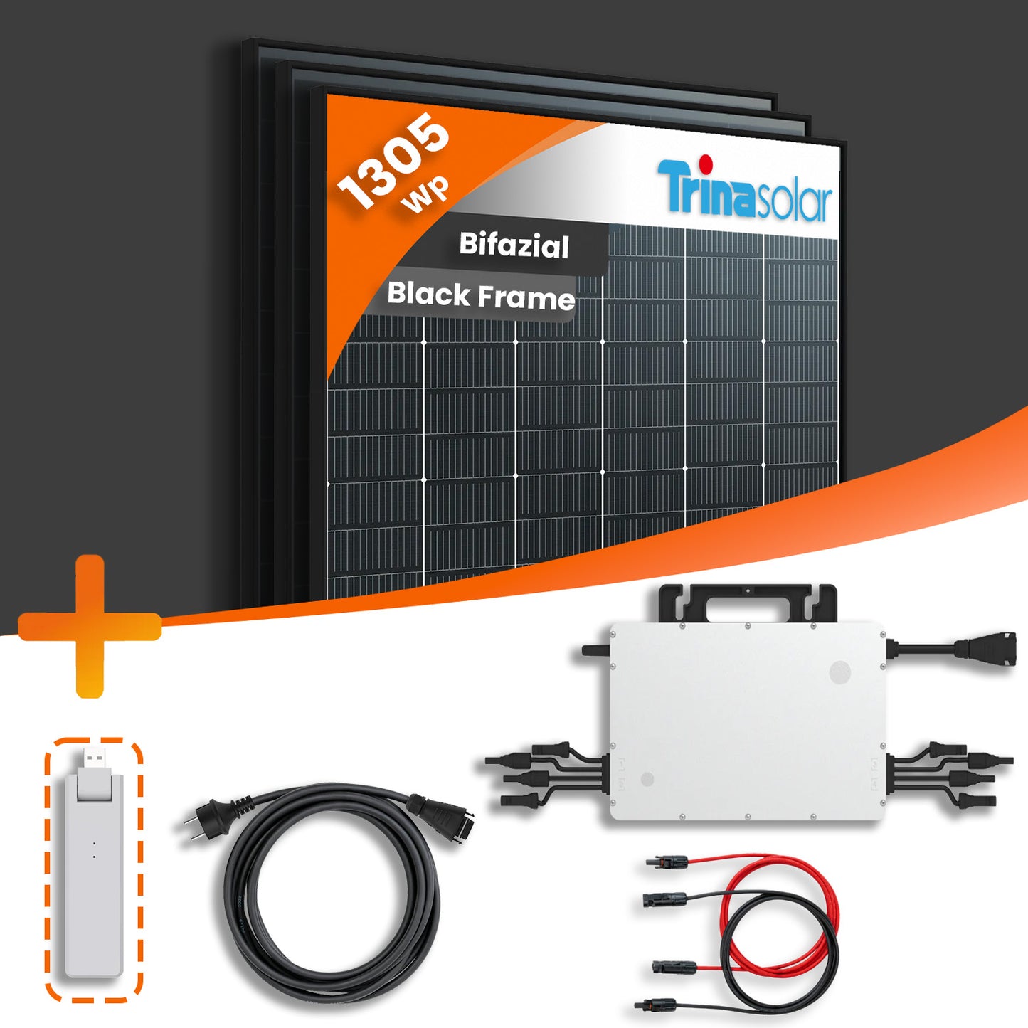 Balkonkraftwerk 1305Wp 3x Trina Vertex S+ Bifazial 435Wp Hoymiles HMS-1600W-4T