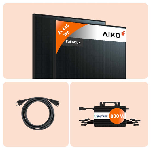 890Wp Balkonkraftwerk HMS-800W-2T 2x Aiko 445Wp Fullblack N-Type ABC