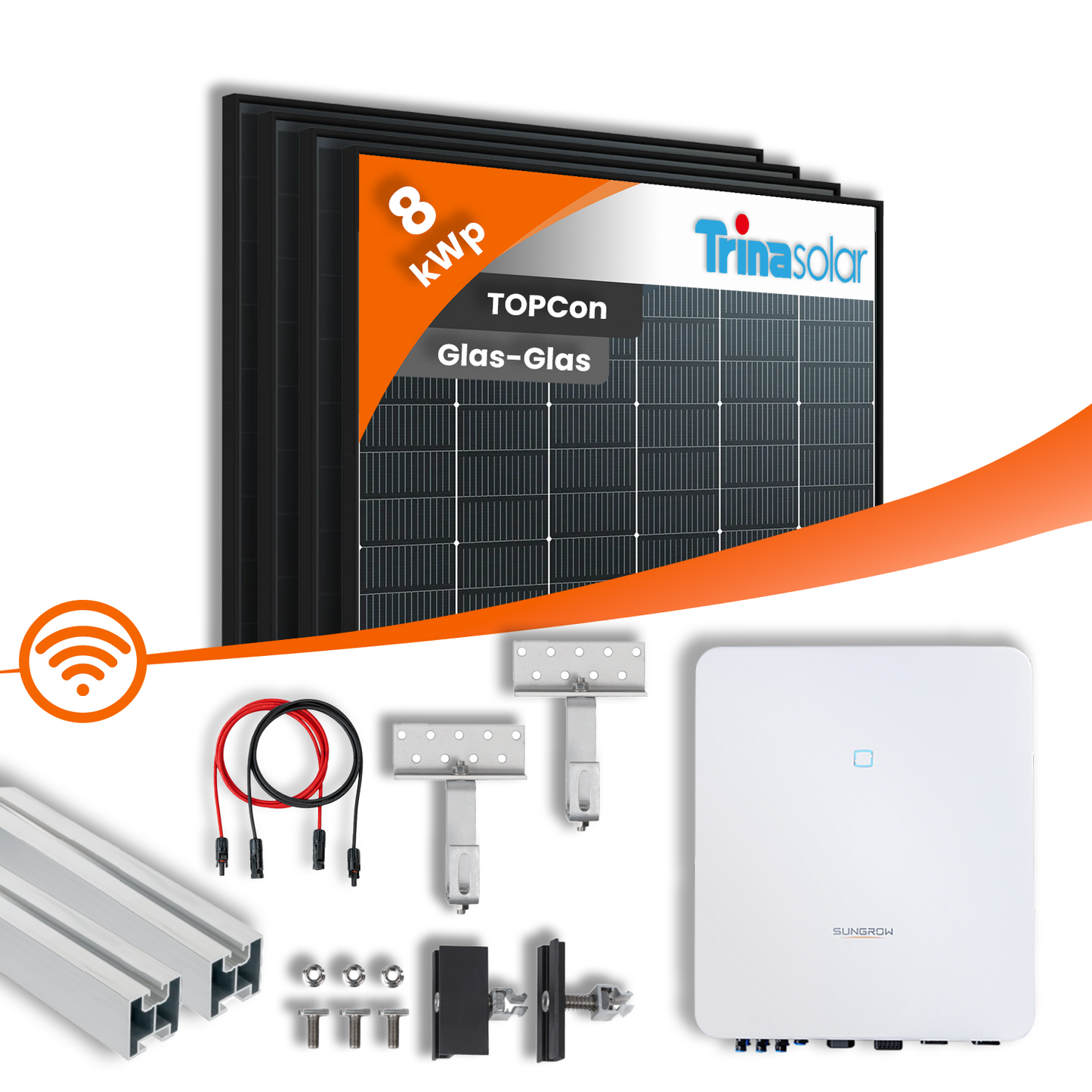 PV Komplettset 8 kWp - 18x Trina 450 & Sungrow SH8.0RT mit Speicheroption