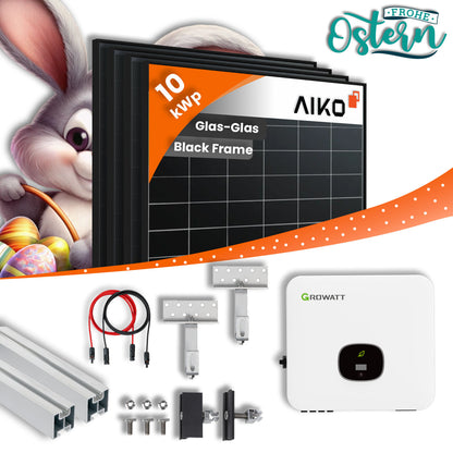 PV Komplettset 10 kWp - 22x Aiko 470Wp & Growatt  MOD 10KTL mit Speicheroption
